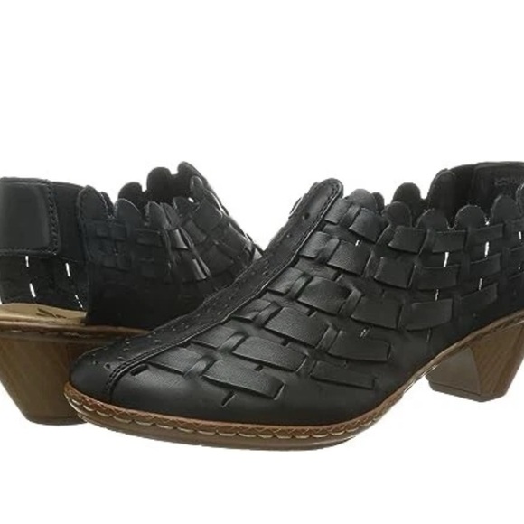 Rieker Shoes - Rieker Womens Sina Slingback Woven Sandals Size 40/ 9.5Black Leather Closed Toe